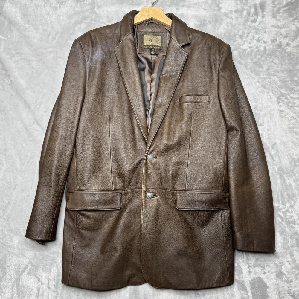 Cabela's Leather Blazer Mens 42R Brown Genuine Western Sport Coat Jacket
